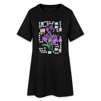 Flowers - Women’s T-Shirt Dress - black - Front