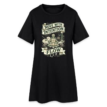 Bewegung mit Absicht: Zen Flow - Frauen T-Shirt-Kleid - Schwarz - Vorne