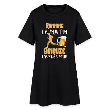 Running Morning Beer Afternoon Humor Running - Women’s T-Shirt Dress - black - Front