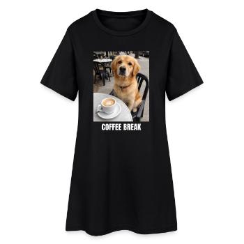 Pause café Golden Retriever Meme Drôle de chien - Robe T-shirt Femme - noir - Devant