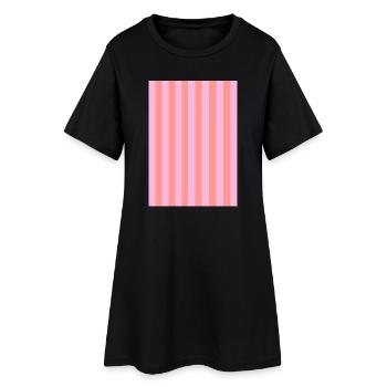Stripes - Pink Red Customizable - Women’s T-Shirt Dress - black - Front