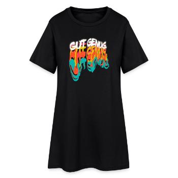 Buntes Graffiti Statement - Frauen T-Shirt-Kleid - Schwarz - Vorne