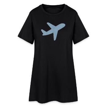 Avion minimaliste bleu - Robe T-shirt Femme - noir - Devant
