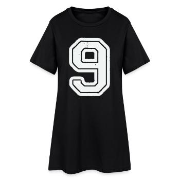9 - Frauen T-Shirt-Kleid - Schwarz - Vorne