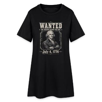 Gesucht wegen Hochverrats – Lustiger 4. Juli – Jef - Frauen T-Shirt-Kleid - Schwarz - Vorne