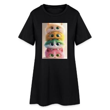 Chats peluche arc en ciel empilés - Robe T-shirt Femme - noir - Devant