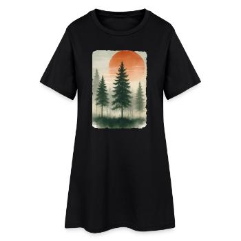 Aquarelle vintage de coucher de cheval forestier - Robe T-shirt Femme - noir - Devant