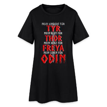 Wikinger - Tyr, Thor, Fre - Frauen T-Shirt-Kleid - Schwarz - Vorne