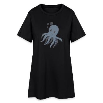 Octopus - dessin de poulpe - Robe T-shirt Femme - noir - Devant