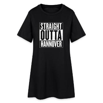 Straight Outta Hannover - Frauen T-Shirt-Kleid - Schwarz - Vorne