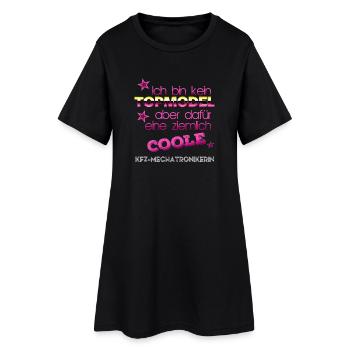 Kein Topmodel coole KFZ-Mechatronikerin - Frauen T-Shirt-Kleid - Schwarz - Vorne