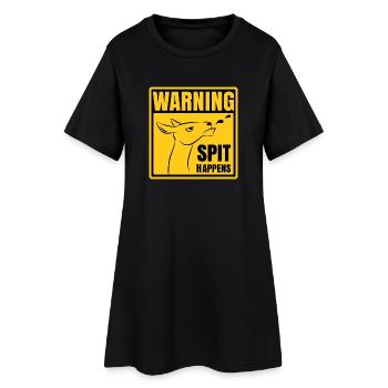 Warning - Spit happens | Funny llama design - Women’s T-Shirt Dress - black - Front