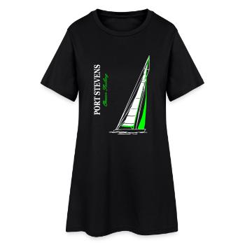 Ocean Sailing Maritim - Frauen T-Shirt-Kleid - Schwarz - Vorne