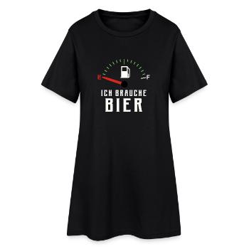 ICH BRAUCHE BIER - Frauen T-Shirt-Kleid - Schwarz - Vorne