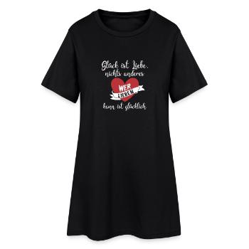 Glück ist Liebe - Frauen T-Shirt-Kleid - Schwarz - Vorne