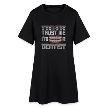 noël chandail laid dentaire, dentiste médecin - Robe T-shirt Femme - noir - Devant