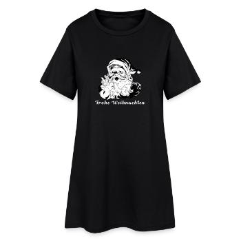 Weihnachten | Frohe Weihnachten | Weihnachtsmann - Frauen T-Shirt-Kleid - Schwarz - Vorne