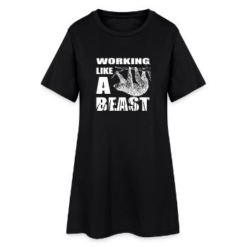 Dans le bureau comme un animal, comme un paresseux - Robe T-shirt Femme - noir - Devant