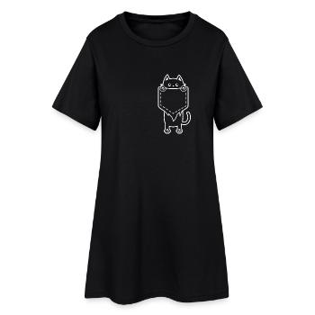 Chat mignon de poche cadeau d'amant de chat - Robe T-shirt Femme - noir - Devant