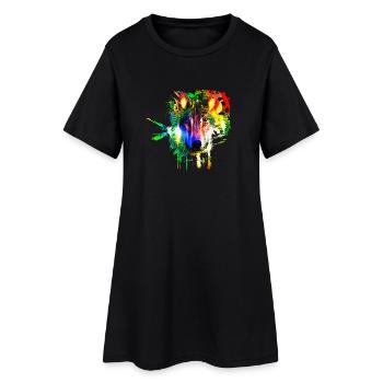 Wolf Splash Modern - Frauen T-Shirt-Kleid - Schwarz - Vorne