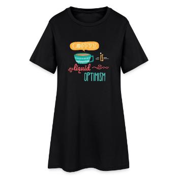 Le café est liquide Optimisme - Robe T-shirt Femme - noir - Devant