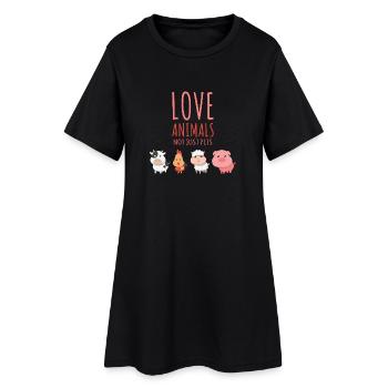 L'amour tous les animaux non seulement Animaux | végétalien - Robe T-shirt Femme - noir - Devant