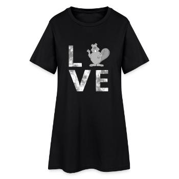 LOVE-castor, animaux, amour, nature - Robe T-shirt Femme - noir - Devant