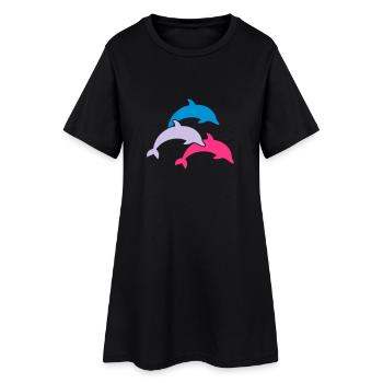 Delfin - Frauen T-Shirt-Kleid - Schwarz - Vorne