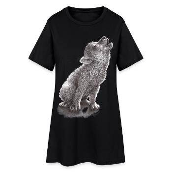 Jeune loup hurlant - Robe T-shirt Femme - noir - Devant