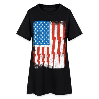 Elektriker US Flagge - Frauen T-Shirt-Kleid - Schwarz - Vorne