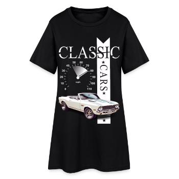 Classic Car - Frauen T-Shirt-Kleid - Schwarz - Vorne