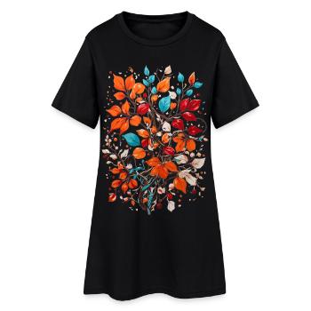 Fleurs aux noix - Robe T-shirt Femme - noir - Devant