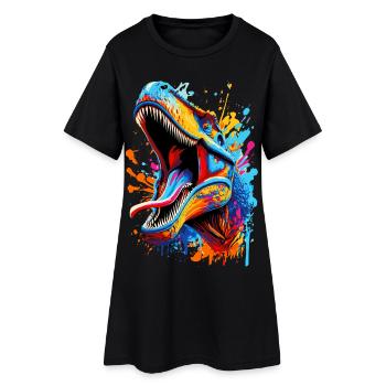 T-Rex Coloré - Dinosaure Tyrannosaurus Rex - Robe T-shirt Femme - noir - Devant