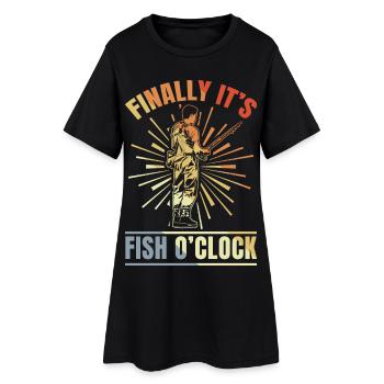 Finally It's Fish Clock - Women’s T-Shirt Dress - black - Front