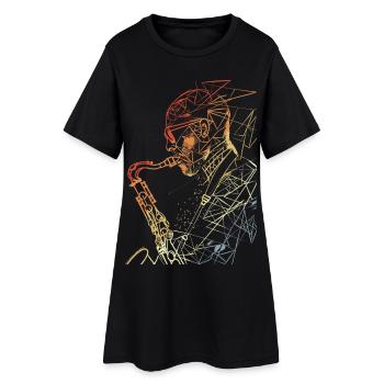 Saxophoniste Rétro - Robe T-shirt Femme - noir - Devant
