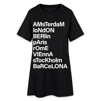 CITY NAMES - Weltreise im Kleiderschrank - Frauen T-Shirt-Kleid - Schwarz - Vorne