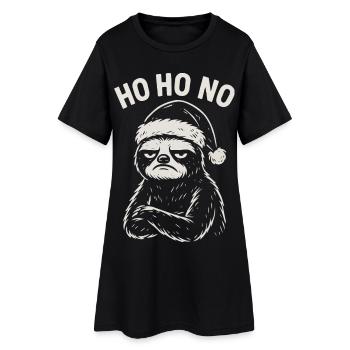 Faultier mit Santa Hut – Ho Ho No - Frauen T-Shirt-Kleid - Schwarz - Vorne