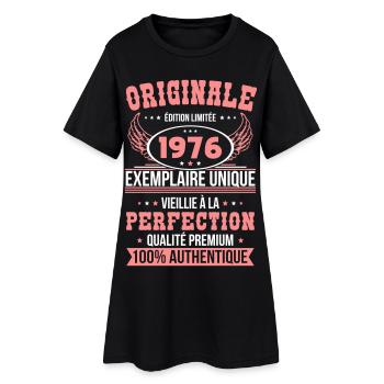 1976 – Exemplaire unique – Qualité premium - Robe T-shirt Femme - noir - Devant