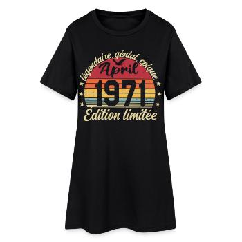 1971 avril Anniversaire avril 1971 - Robe T-shirt Femme - noir - Devant