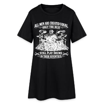 Batteur 70 Ans Musique Humour Cadeau Anniversaire - Robe T-shirt Femme - noir - Devant
