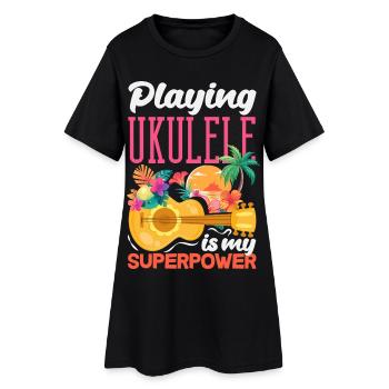 Jouer du ukulélé est mon superpouvoir Musicien d’Hawaï - Robe T-shirt Femme - noir - Devant