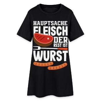 Grillmeister Geschenk Fleisch Wurst & Bier - Frauen T-Shirt-Kleid - Schwarz - Vorne