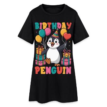 Pingouin mignon - Cadeau pour l’amoureux des manchots - Robe T-shirt Femme - noir - Devant