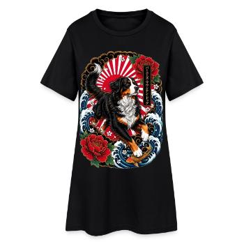 Berner Sennenhund im japanischen Tattoo Stil - Frauen T-Shirt-Kleid - Schwarz - Vorne
