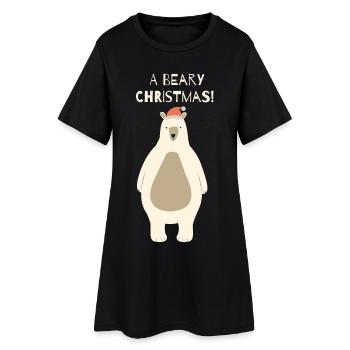 Ours de Noël Beary avec le Père Noël - Robe T-shirt Femme - noir - Devant