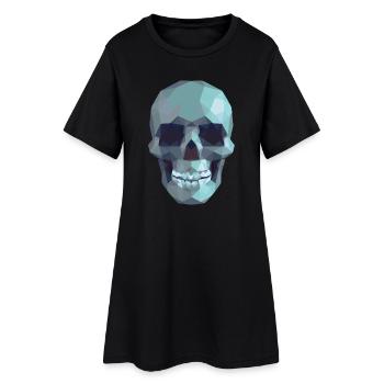 Low Poly Blue Skull – Geometrisch-Gotik-Stil - Frauen T-Shirt-Kleid - Schwarz - Vorne