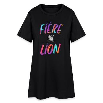 Fière lion cadeau lion signe zodiaque humour - Robe T-shirt Femme - noir - Devant