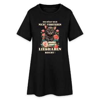 Süße schlaue Katze - Frauen T-Shirt-Kleid - Schwarz - Vorne