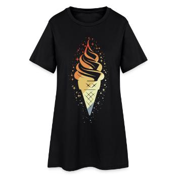 Vintage Eistüte - Frauen T-Shirt-Kleid - Schwarz - Vorne