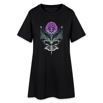 Chardon avec noeud papillon - Robe T-shirt Femme - noir - Devant